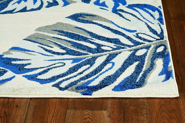 HomeRoots 10' Botanical Leaves Area Rug in Gray and Blue - Durable, Stylish, and Easy to Clean for Homes 10' X 13' 350529