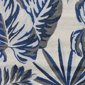 HomeRoots 10' Botanical Leaves Area Rug in Gray and Blue - Durable, Stylish, and Easy to Clean for Homes 10' X 13' 350529