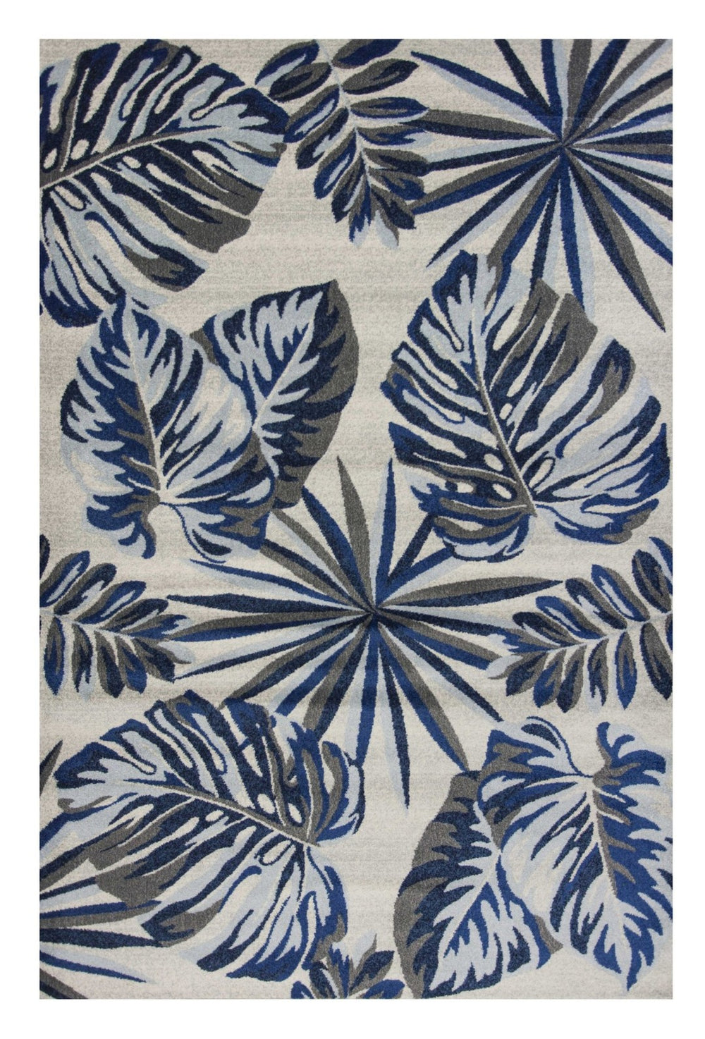 HomeRoots 10' Botanical Leaves Area Rug in Gray and Blue - Durable, Stylish, and Easy to Clean for Homes 10' X 13' 350529