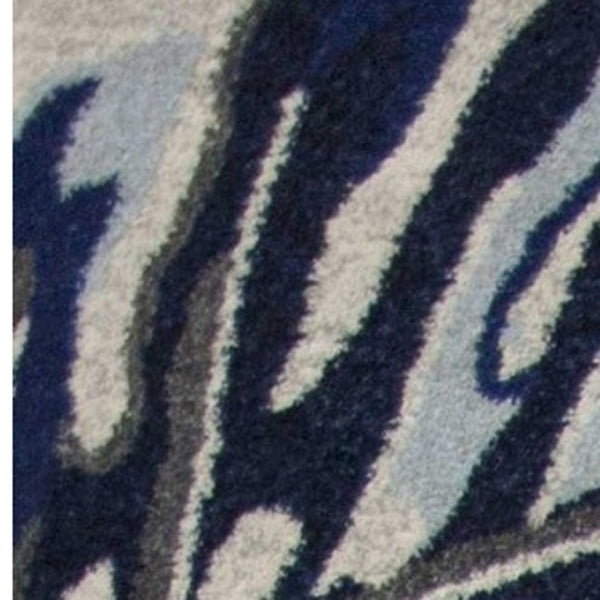 HomeRoots 10' Botanical Leaves Area Rug in Gray and Blue - Durable, Stylish, and Easy to Clean for Homes 10' X 13' 350529