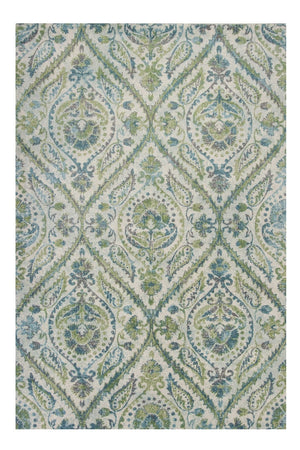 HomeRoots 9' Oversized Medallion Area Rug in Green, Ivory, and Teal - Stylish, Durable, and Comfortable Design 9' X 13' 350530