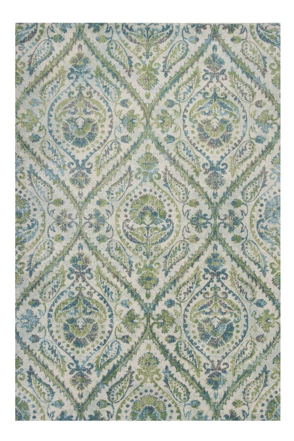 HomeRoots 9' Oversized Medallion Area Rug in Green, Ivory, and Teal - Stylish, Durable, and Comfortable Design 9' X 13' 350530