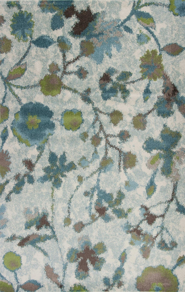 HomeRoots 10' Contemporary Teal Blue Floral Vines Area Rug – Durable, Soft, Stain-Resistant for Modern Homes 10' X 13' 350531