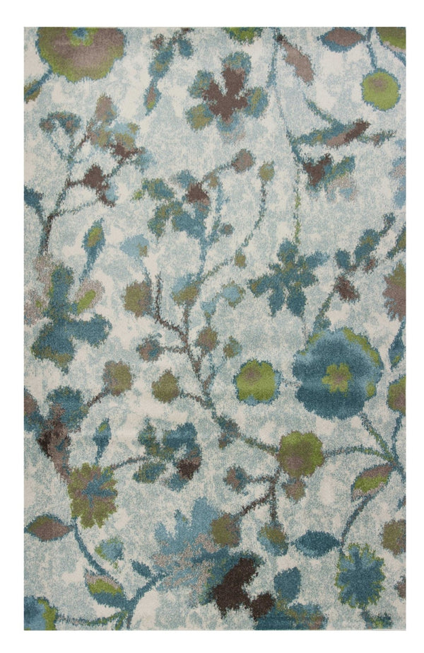 HomeRoots 10' Contemporary Teal Blue Floral Vines Area Rug – Durable, Soft, Stain-Resistant for Modern Homes 10' X 13' 350531