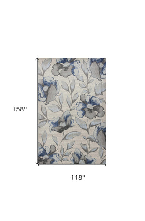 Homeroots 9' X 13' Blue And Gray Area Rug  Polypropylene 350532