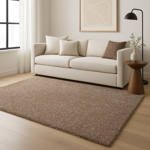 HomeRoots 8' Hand-Woven Beige and Brown Abstract Rug - Artisan Crafted, Cozy, Durable, Perfect for Modern Spaces 9' X 13' 350537