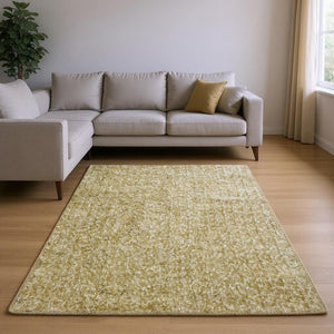 HomeRoots 8' Yellow Hand-Woven Round Rug - Artisan Crafted, Durable Polyester for Stylish Living Spaces 9' X 13' 350542