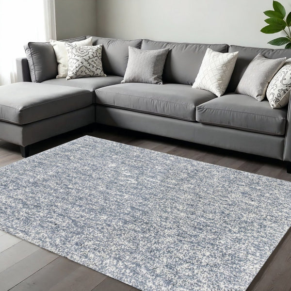 HomeRoots 9' Slate Blue and Ivory Abstract Hand Woven Area Rug - Elevate Your Space with Artisan Craftsmanship 9' X 13' 350543