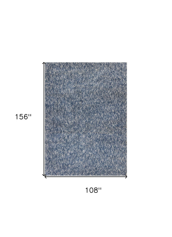 HomeRoots 9' Indigo and Ivory Abstract Shag Area Rug - Hand-Woven Luxury for Modern Living Spaces and Comfort 9' X 13' 350545