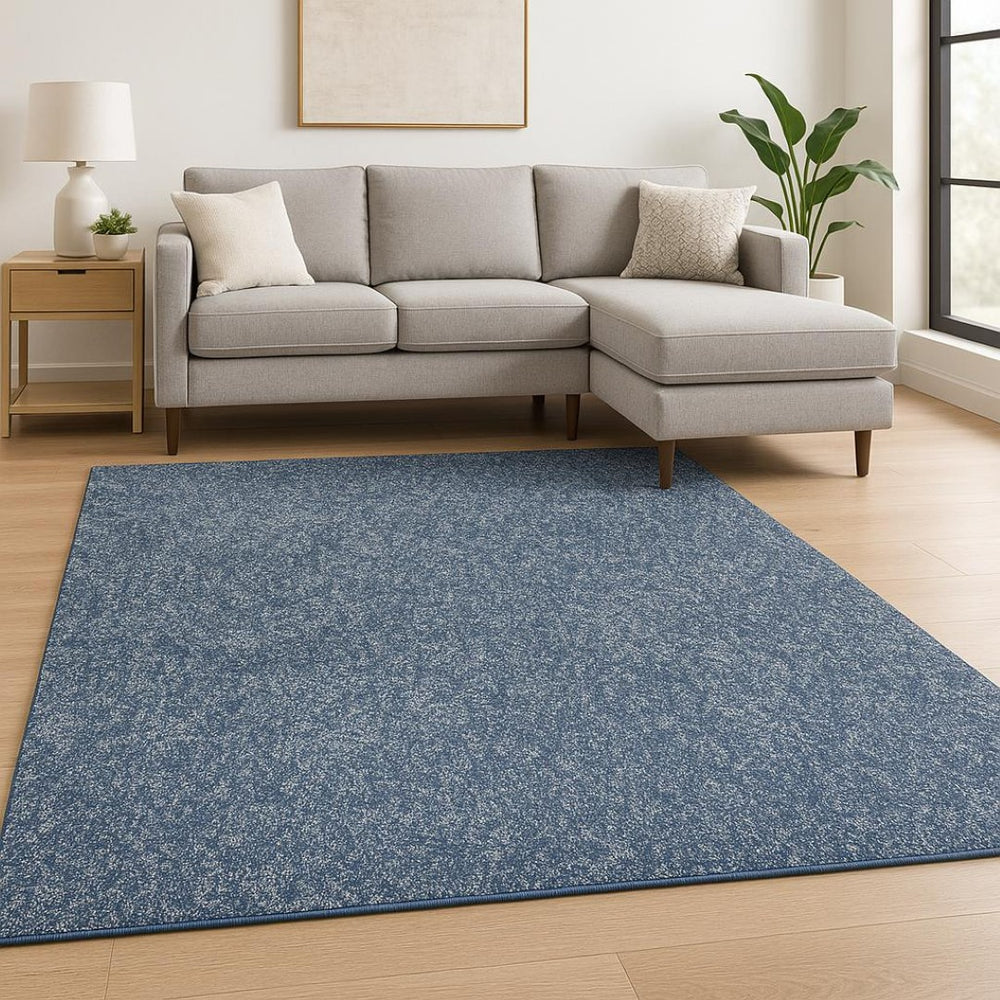HomeRoots 9' Indigo and Ivory Abstract Shag Area Rug - Hand-Woven Luxury for Modern Living Spaces and Comfort 9' X 13' 350545