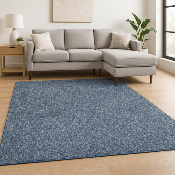 HomeRoots 9' Indigo and Ivory Abstract Shag Area Rug - Hand-Woven Luxury for Modern Living Spaces and Comfort 9' X 13' 350545