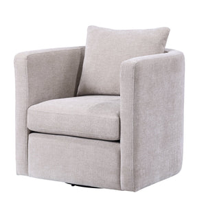 English Elm Sutton Upholstered Linen Swivel Barrel Chair with Pocket Coil Seat, Reversible Cushions & Stain-Resistant Fabric Beige B050P322583