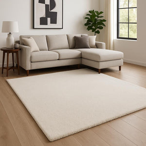 HomeRoots 8' Ivory Hand-Woven Round Rug – Timeless Artisanal Design for Elegant Living Spaces and Durability 9' X 13' 350555