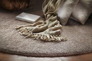 HomeRoots 8' Hand-Woven Beige Round Rug - Elegant, Durable Design for Modern and Classic Interiors, 96-Inch Diameter 9' X 13' 350556