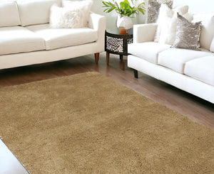 Homeroots 9' X 13' Gold Indoor Shag Rug  Polyester 350561