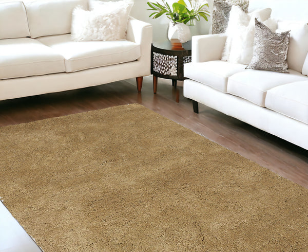 Homeroots 9' X 13' Gold Indoor Shag Rug  Polyester 350561