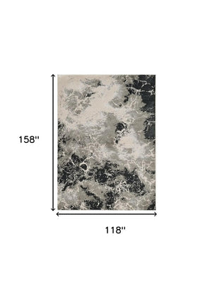 HomeRoots 9' Silver and Black Abstract Area Rug - Stylish, Durable Foundation for Modern Interiors and Comfort 9' X 13' 350568