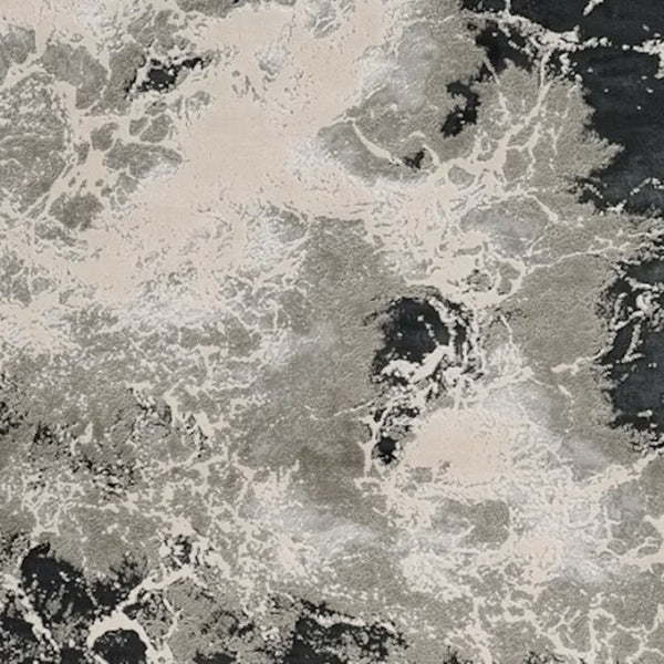 HomeRoots 9' Silver and Black Abstract Area Rug - Stylish, Durable Foundation for Modern Interiors and Comfort 9' X 13' 350568