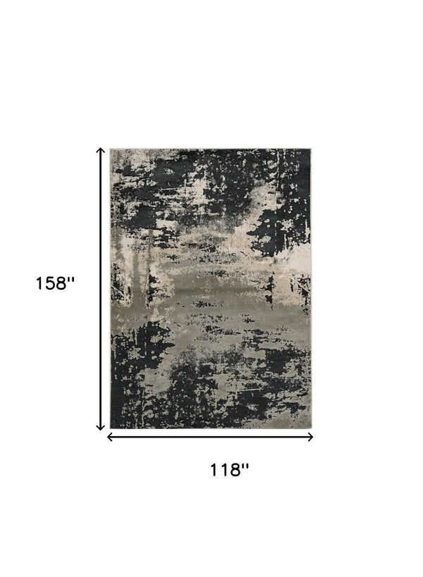 HomeRoots 7' Black and Silver Abstract Area Rug – Modern Design for Stylish Comfort in High-Traffic Spaces 10' X 13' 350569