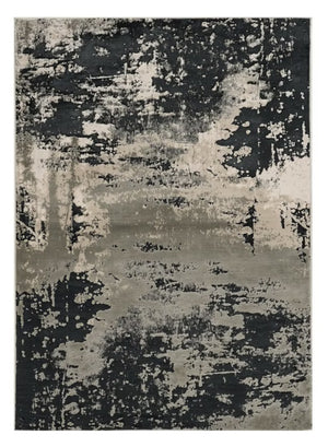 HomeRoots 7' Black and Silver Abstract Area Rug – Modern Design for Stylish Comfort in High-Traffic Spaces 10' X 13' 350569