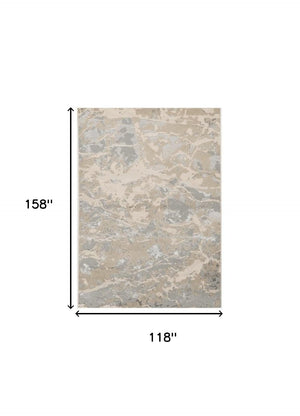 HomeRoots 9' Modern Abstract Area Rug in Sand Gray and Beige – Stylish Comfort for High-Traffic Spaces 9' X 13' 350570