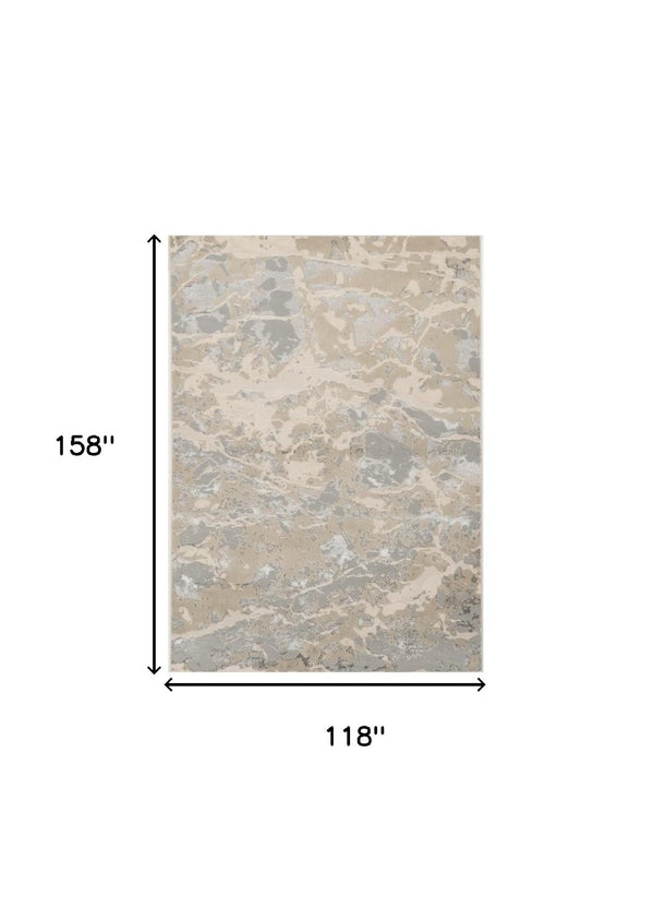 HomeRoots 9' Modern Abstract Area Rug in Sand Gray and Beige – Stylish Comfort for High-Traffic Spaces 9' X 13' 350570
