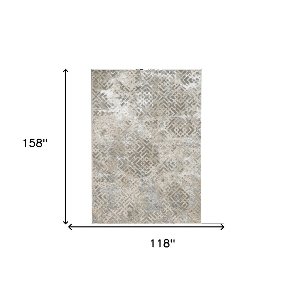 HomeRoots 10' Geometric Area Rug in Sand and Light Blue - Modern Design for Durable Comfort and Style 10' X 13' 350571