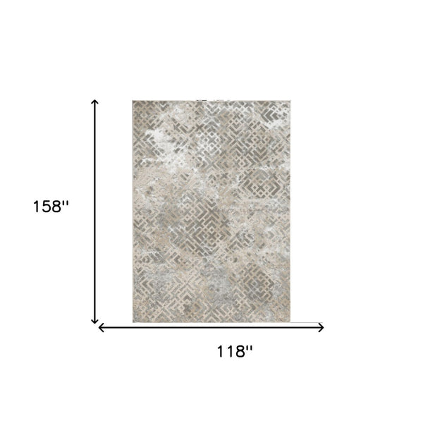 HomeRoots 10' Geometric Area Rug in Sand and Light Blue - Modern Design for Durable Comfort and Style 10' X 13' 350571
