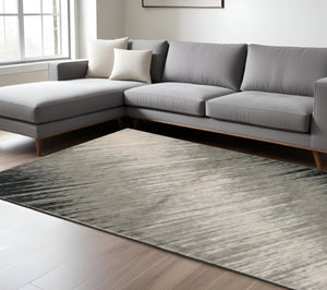 HomeRoots 9' Modern Silver and Gray Abstract Area Rug - Durable, Low-Pile Design Ideal for High-Traffic Spaces 9' X 13' 350572