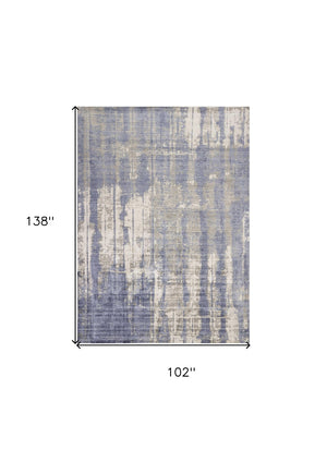 HomeRoots 5' Gray and Ivory Abstract Hand Loomed Area Rug - Soft Viscose Pile for Modern Elegance and Comfort 8' X 11' 350589