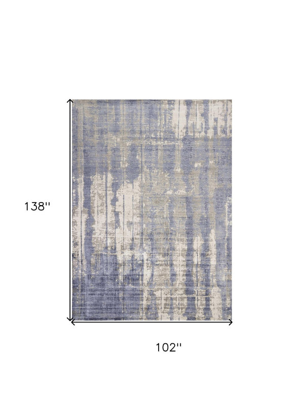 HomeRoots 5' Gray and Ivory Abstract Hand Loomed Area Rug - Soft Viscose Pile for Modern Elegance and Comfort 8' X 11' 350589