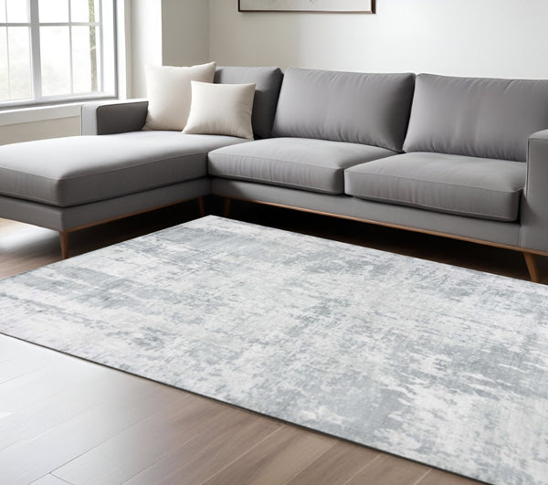 HomeRoots 5' Modern Abstract Hand-Loomed Area Rug in Dark and Light Gray – Adds Style and Warmth to Any Space 9' X 12' 350590