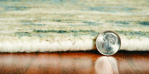 HomeRoots 5' Hand Loomed Beige and Blue Floral Medallion Area Rug – Artisanal Charm for Your Living Space 9' X 12' 350592