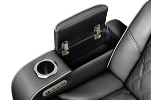 English Elm Fortuner Modern Upholstery Recliner Loveseat With Massage, Led Lights & Bluetooth - Black Comfort G150109100