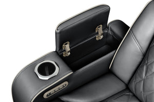 English Elm Fortuner Power Recliner 2PC Set in Black — Faux Leather, LED Lighting, Massage, Bluetooth Speakers, USB Charging B009S01799