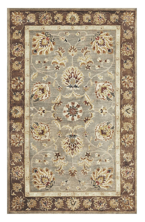 HomeRoots 9' Hand-Tufted New Zealand Lambs Wool Area Rug with Floral Medallion Design for Elegant Spaces 9' X 13' 350603