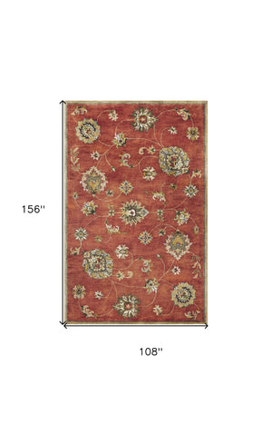 Homeroots 9' X 13' Sienna Orange Wool Handmade Area Rug  Wool 350608