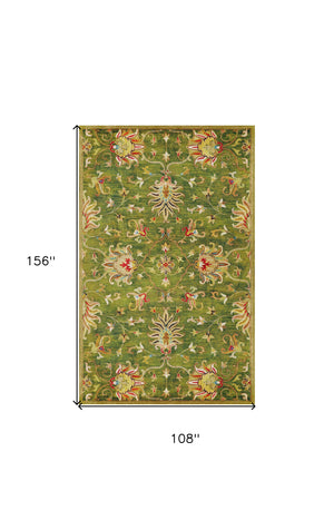 Homeroots 9' X 13' Wool Emerald Green Area Rug  Wool 350609