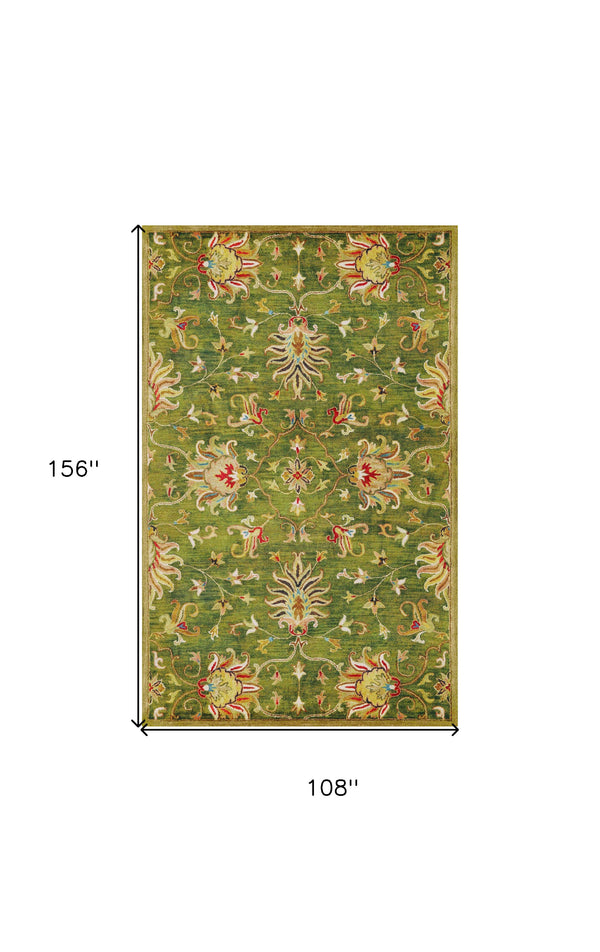 Homeroots 9' X 13' Wool Emerald Green Area Rug  Wool 350609