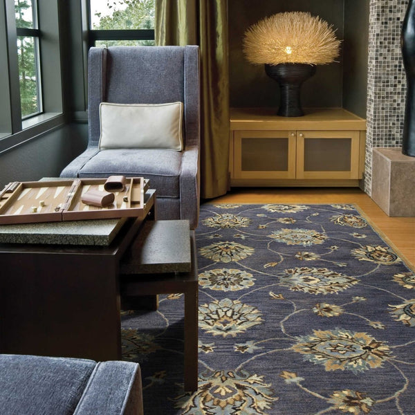 HomeRoots 9' Hand-Tufted Wool Floral Area Rug in Dark Gray, Green, and Brown for Timeless Elegance 9' X 13' 350610