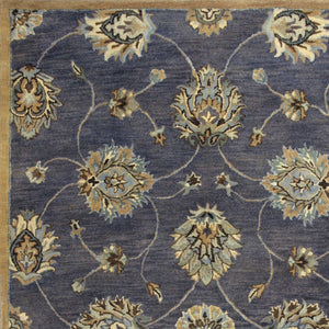 HomeRoots 9' Hand-Tufted Wool Floral Area Rug in Dark Gray, Green, and Brown for Timeless Elegance 9' X 13' 350610
