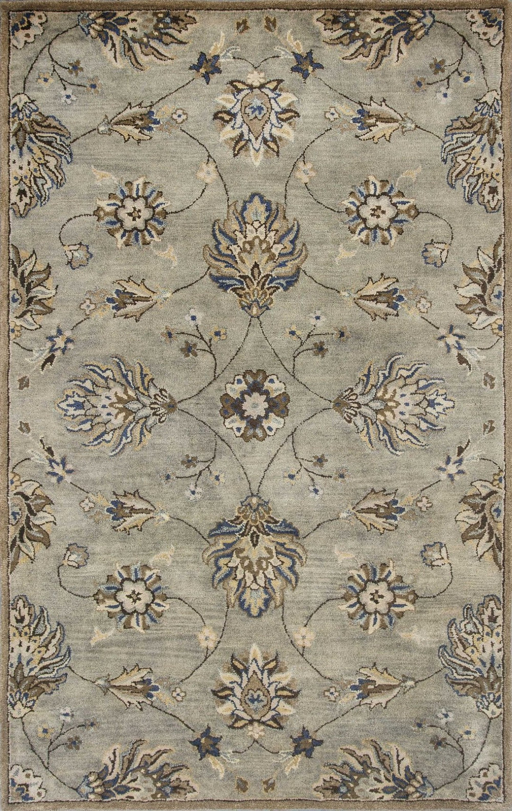 HomeRoots 9' Hand-Tufted Wool Floral Area Rug for Timeless Elegance and Warmth in Large Living Spaces 9' X 13' 350611