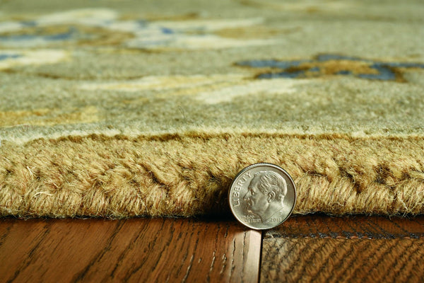 HomeRoots 9' Hand-Tufted Wool Floral Area Rug for Timeless Elegance and Warmth in Large Living Spaces 9' X 13' 350611