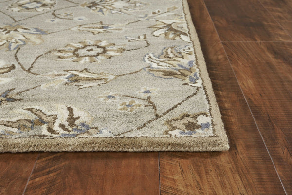HomeRoots 9' Hand-Tufted Wool Floral Area Rug for Timeless Elegance and Warmth in Large Living Spaces 9' X 13' 350611