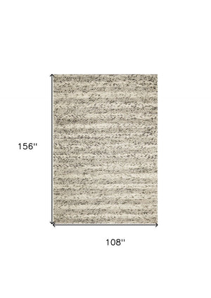 HomeRoots 9' Hand-Woven Wool Striped Area Rug - Artisan Crafted, Durable, Soft Texture for Modern Spaces 9' X 13' 350614