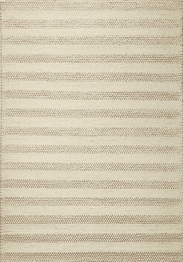 HomeRoots 9' Hand-Woven Ivory and White Wool Striped Area Rug for Elegant, Cozy Home Décor Solutions 9' X 13' 350615