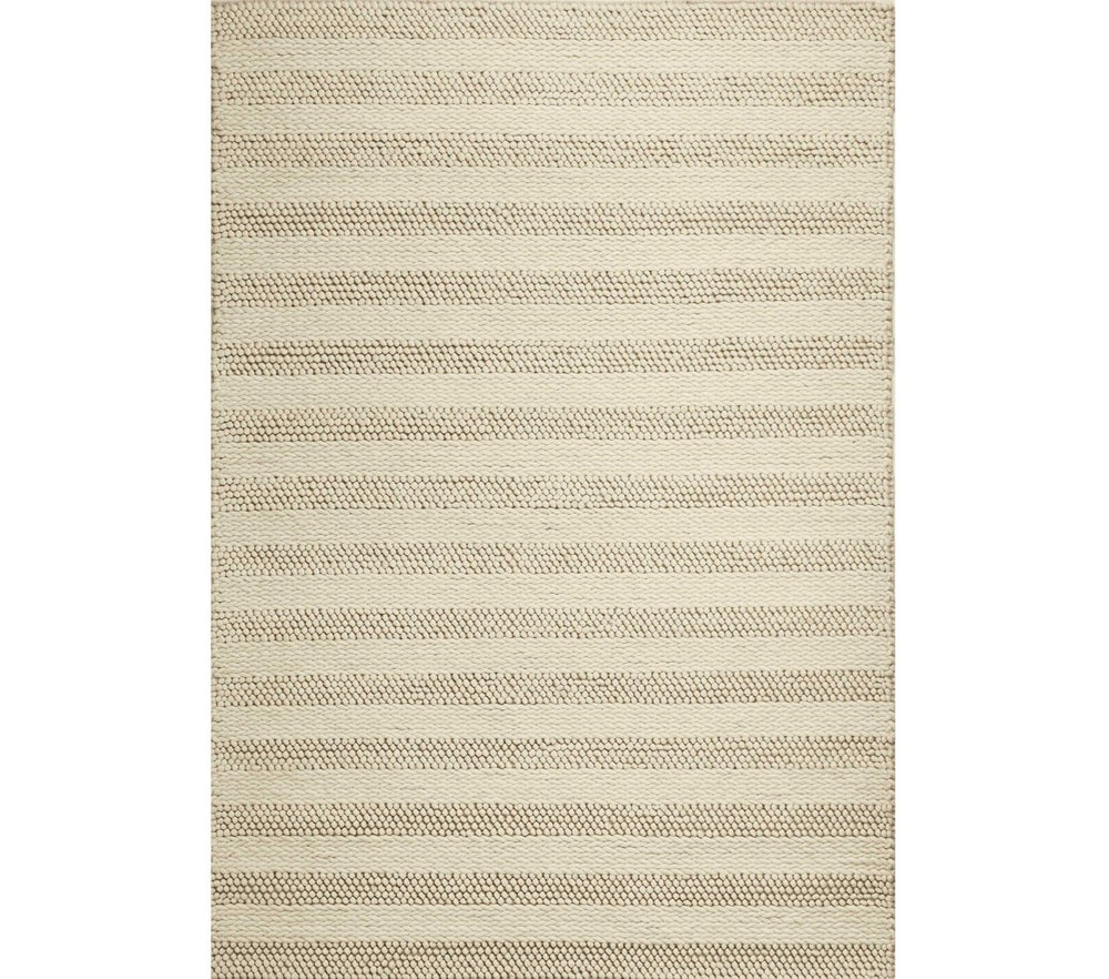 HomeRoots 9' Hand-Woven Ivory and White Wool Striped Area Rug for Elegant, Cozy Home Décor Solutions 9' X 13' 350615