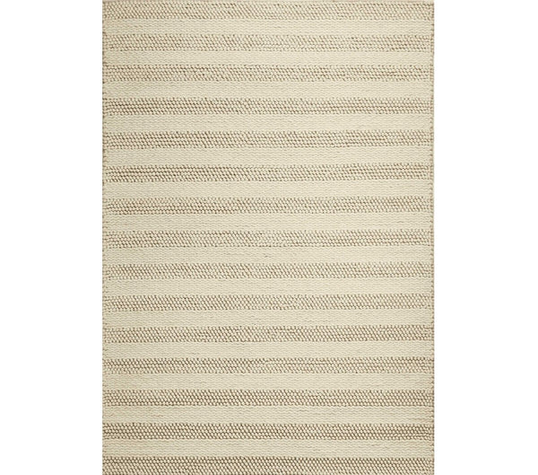 HomeRoots 9' Hand-Woven Ivory and White Wool Striped Area Rug for Elegant, Cozy Home Décor Solutions 9' X 13' 350615