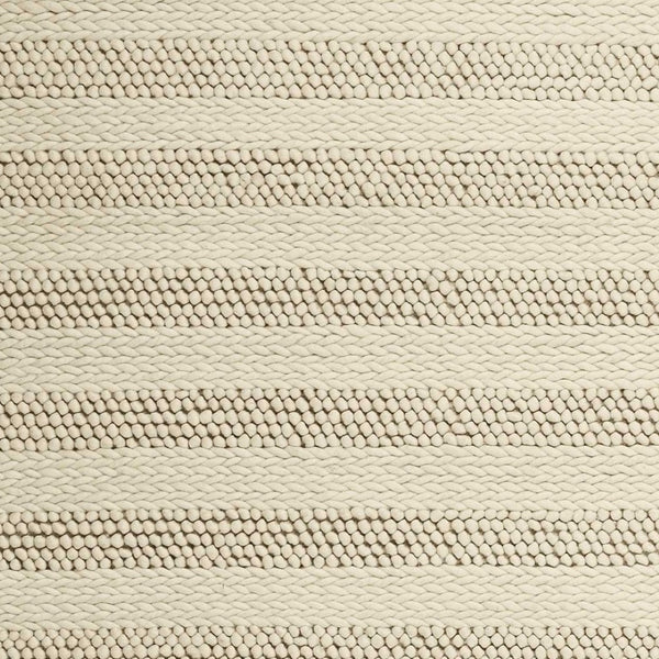 HomeRoots 9' Hand-Woven Ivory and White Wool Striped Area Rug for Elegant, Cozy Home Décor Solutions 9' X 13' 350615