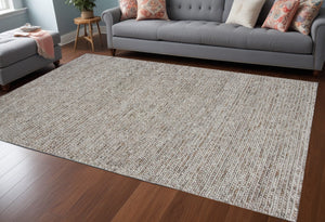 Homeroots 9' X 13' Natural Beige Hand Woven Knobby Loop Indoor Area Rug  Wool 350616